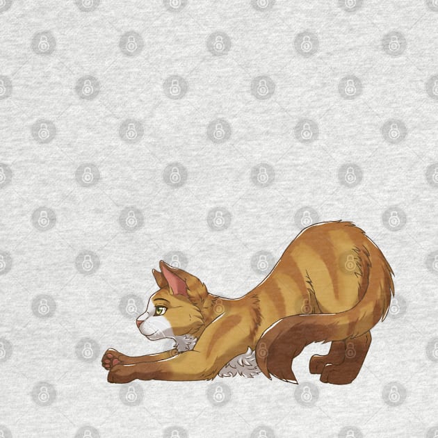 Tabby Somali Cat Stretching Yoga Cream by Bamsdrawz